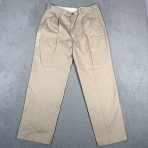 Haggar Pants Mens 36x31 (Fits 34x30) Khaki Comfort Equipped Pleated Slacks New